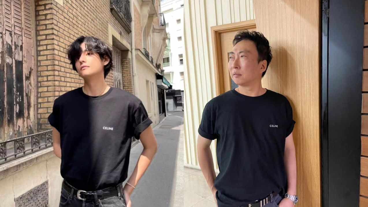 “The Model & The Customer” — Park Myungsoo draws attention with this picture of him and BTS member V.