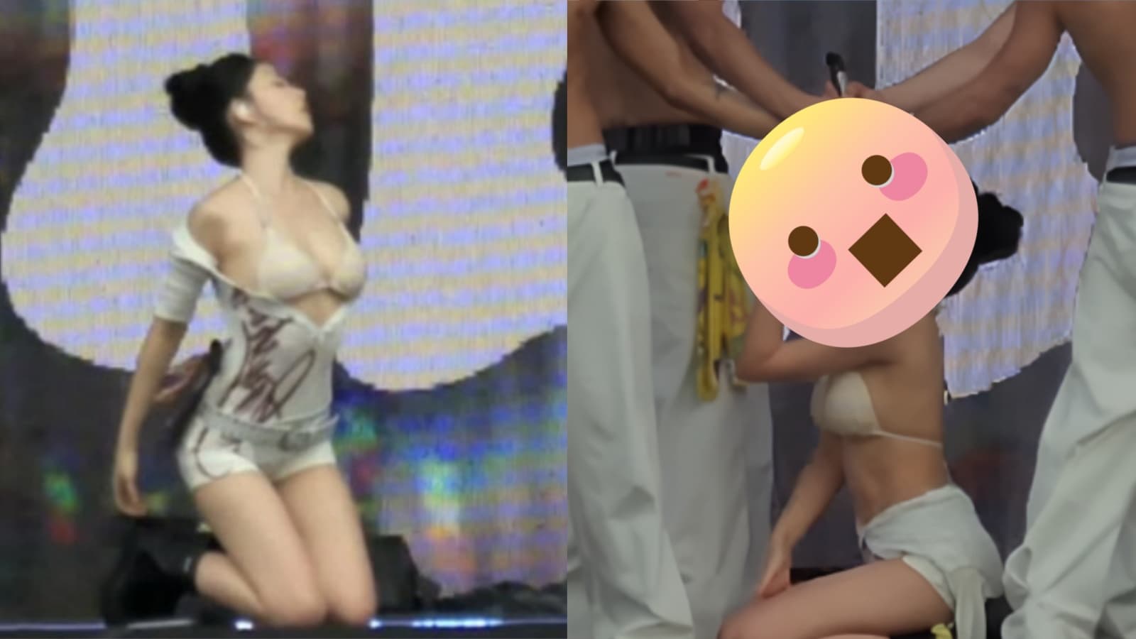 跪地遭男舞者包圍！韓女歌手Waterbomb脫到剩比基尼　19禁演出挨轟：太超過了